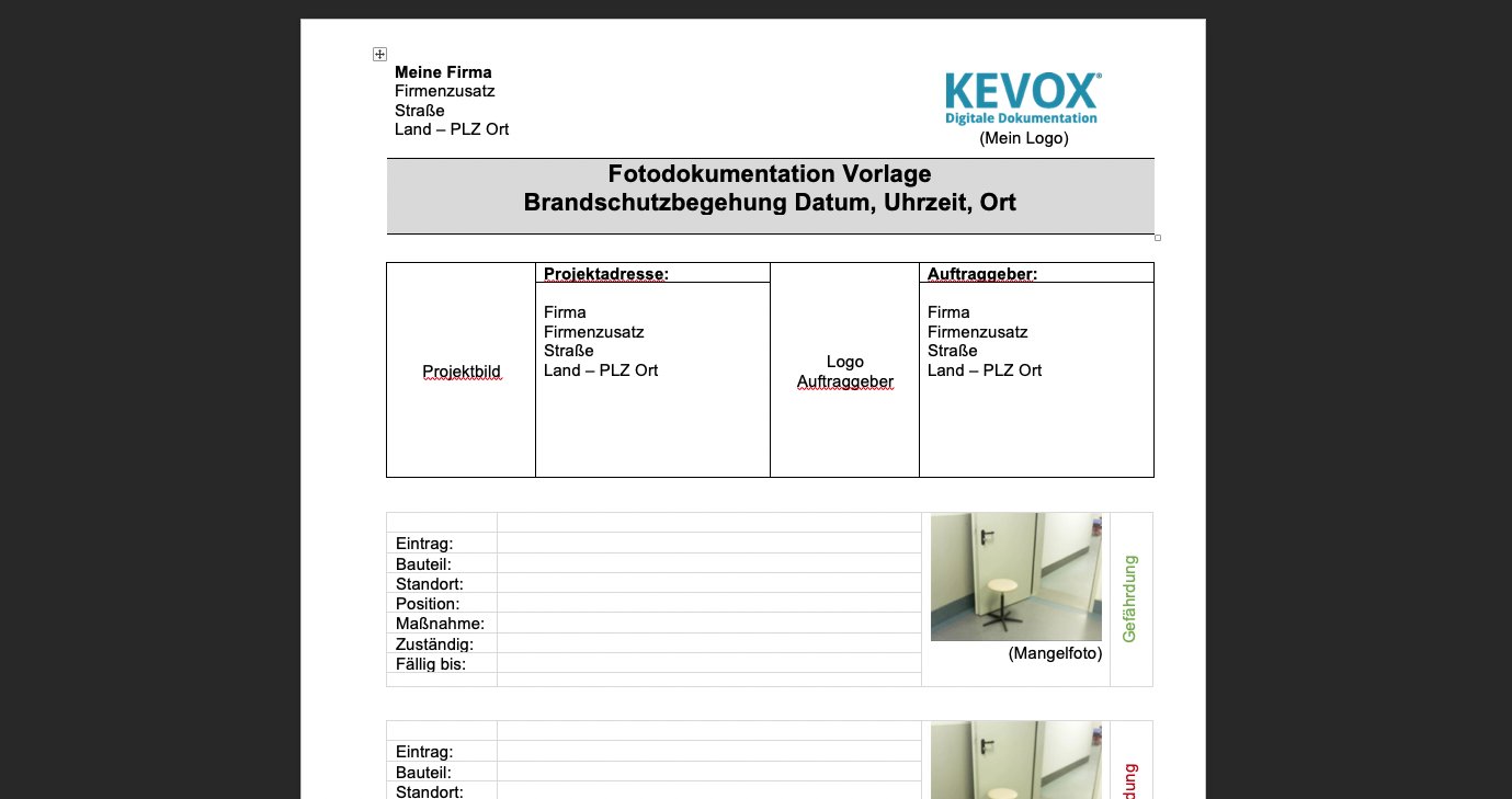 Fotodokumentation word automatisch