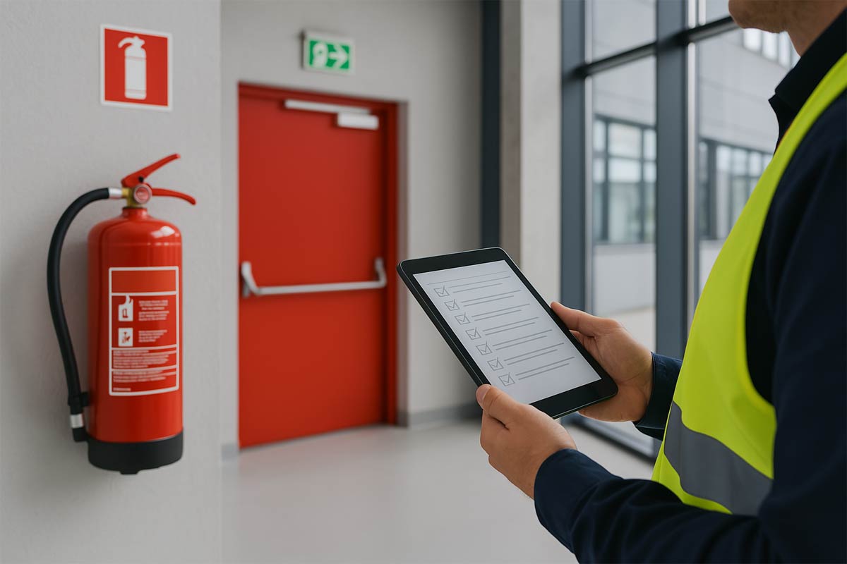 brandschutz-audit Brandschutzaudit mit Checkliste und Tablet